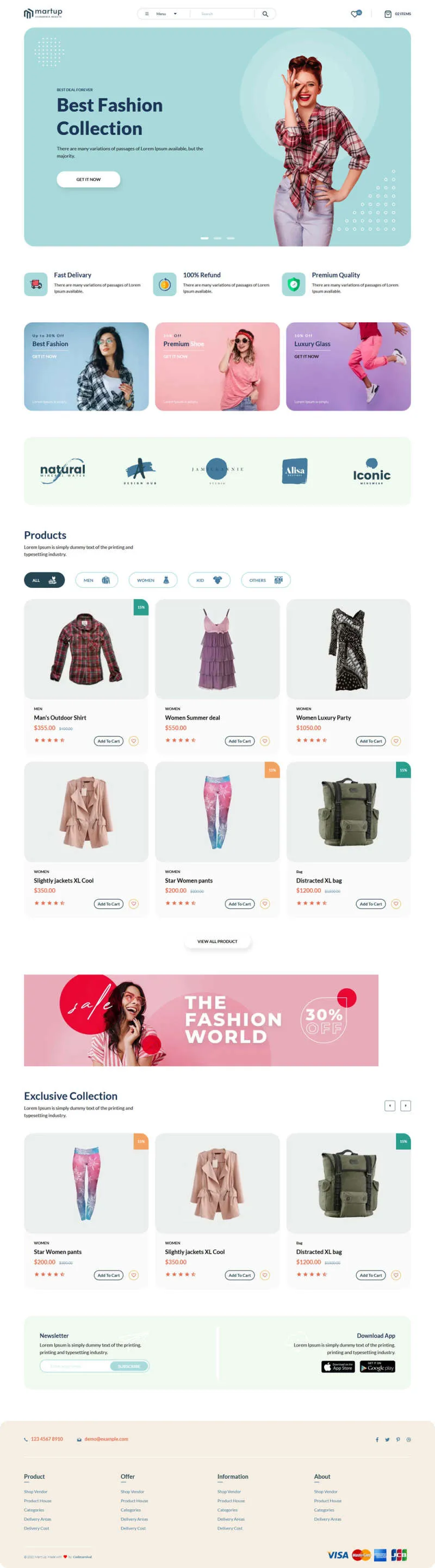 简洁好看服装外套商店html网站模板-创享库