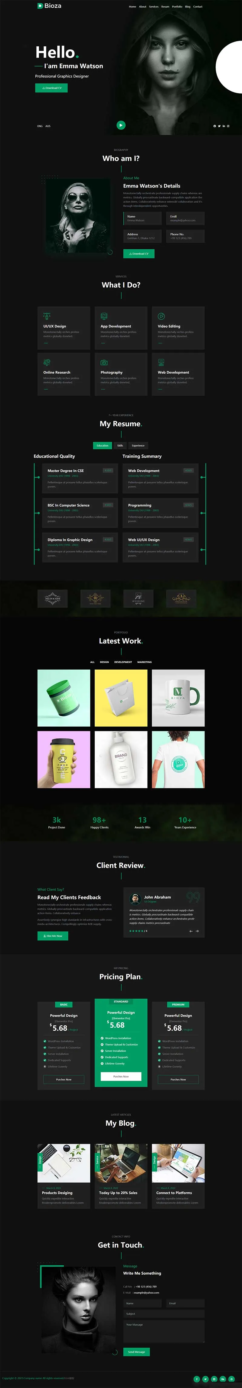 黑色图形设计师个人简历html模板-创享库