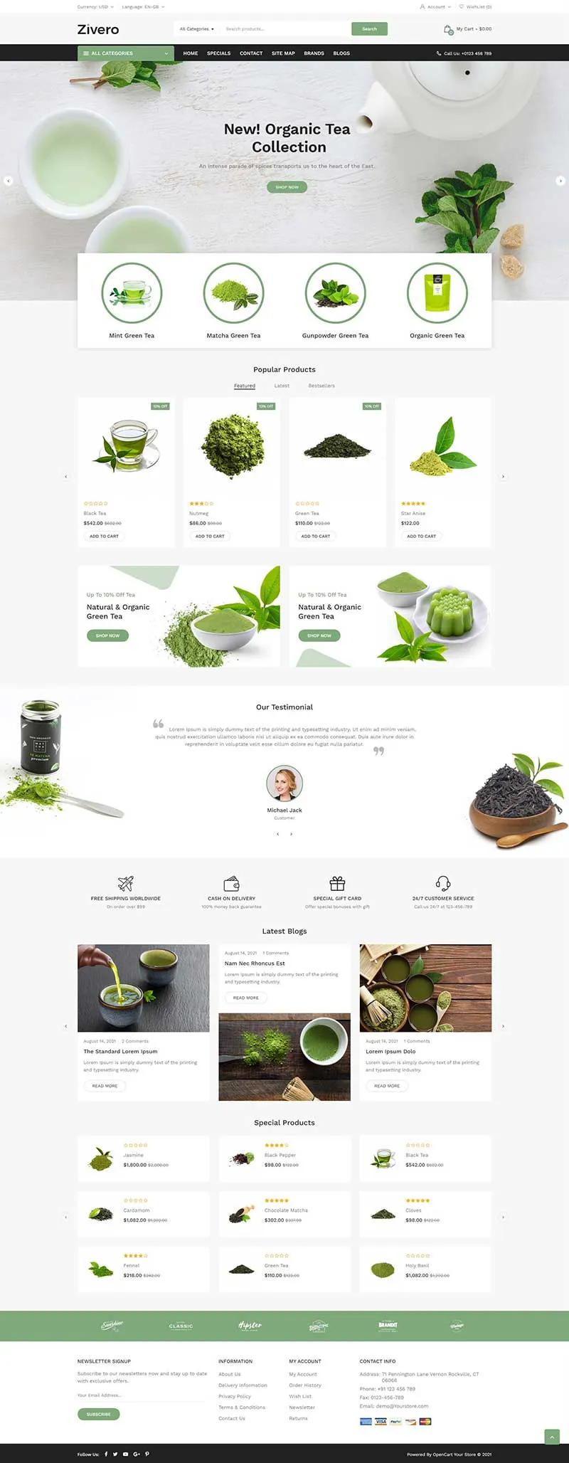 绿色清新茶叶茶粉制品商城网站html模板-创享库